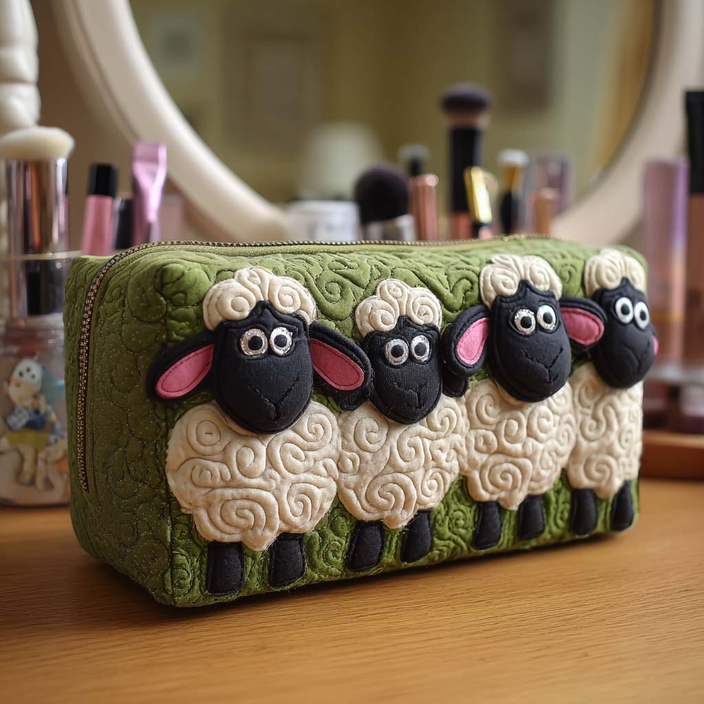 Trousse de maquillage matelassée avec des moutons NCU0VT287