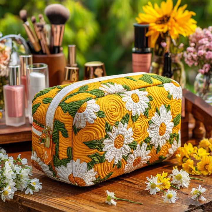 Trousse de maquillage matelassée avec de délicates marguerites NCU0PT9618