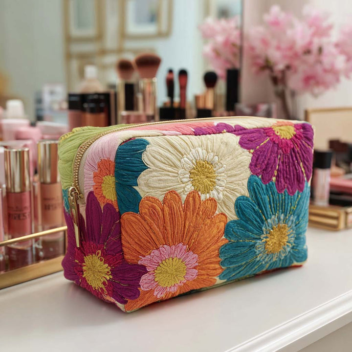 Trousse de maquillage matelassée avec des marguerites lumineuses NCU0NT10168