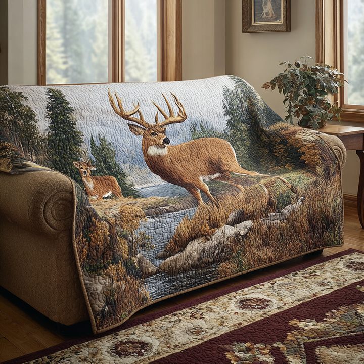 Housse de canapé matelassée – avec des cerfs NCU0VT336