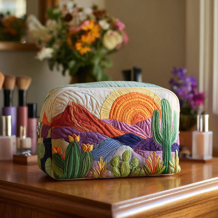 Trousse de maquillage matelassée avec lever de soleil dans le désert NCU0PT9622