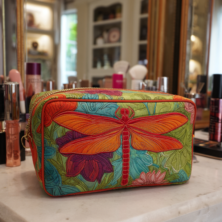 Trousse de maquillage matelassée avec libellules et fleurs NCU0DK10228