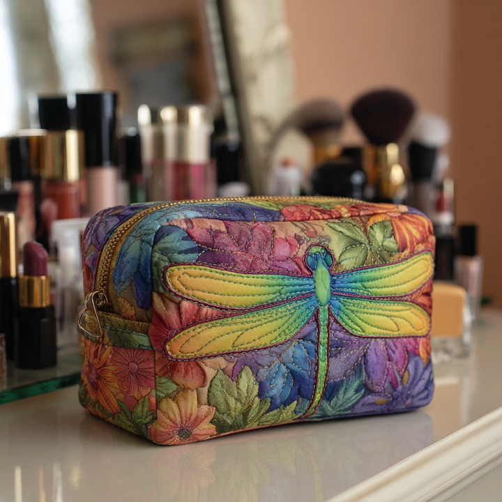 Trousse de maquillage matelassée avec libellules sur la pelouse NCU0DK10234