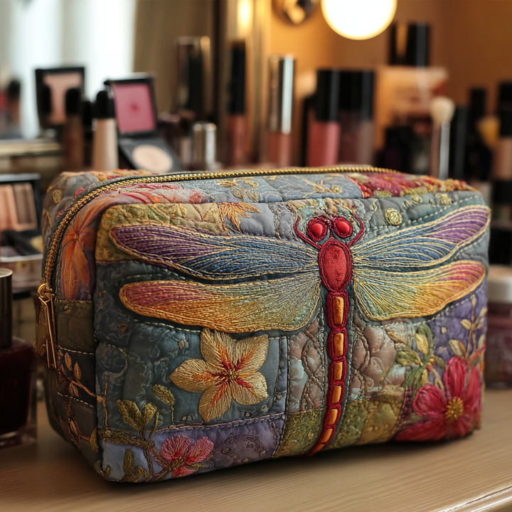 Trousse de maquillage matelassée avec libellules dans l'herbe NCU0DK10230