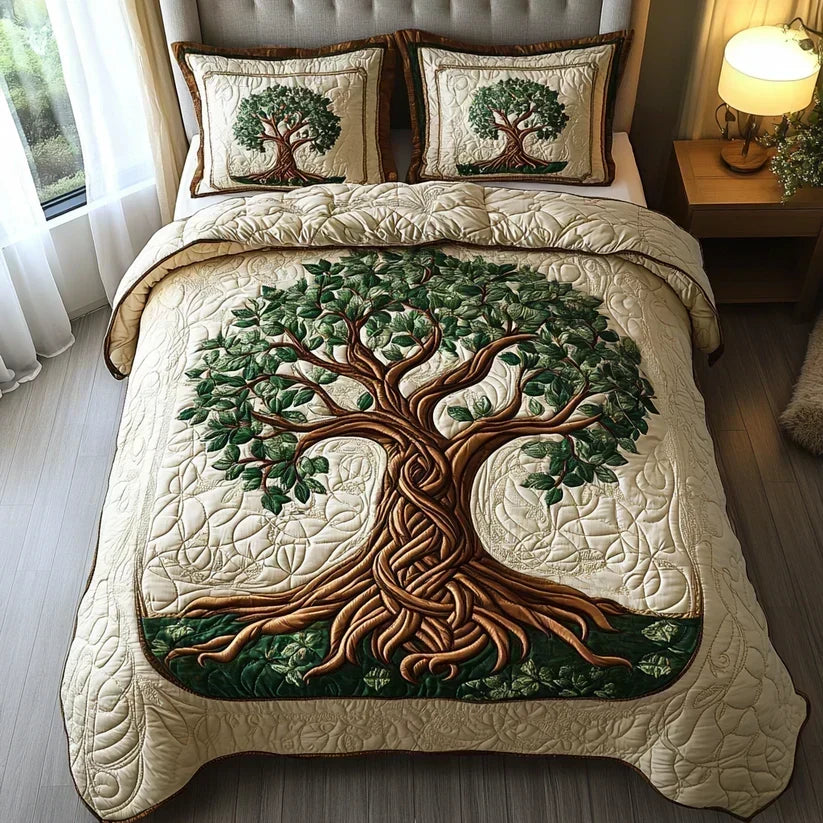 Ensemble de literie matelassé 3 pièces – Arbre de Vie