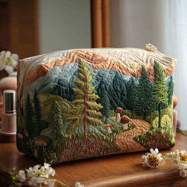 Trousse de maquillage matelassée avec forêt toujours verte NCU0PT9470