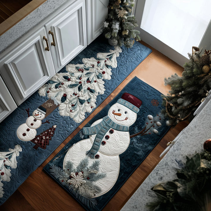Tapis de cuisine antidérapant – Détails enneigés d'hiver NCU0PT10151