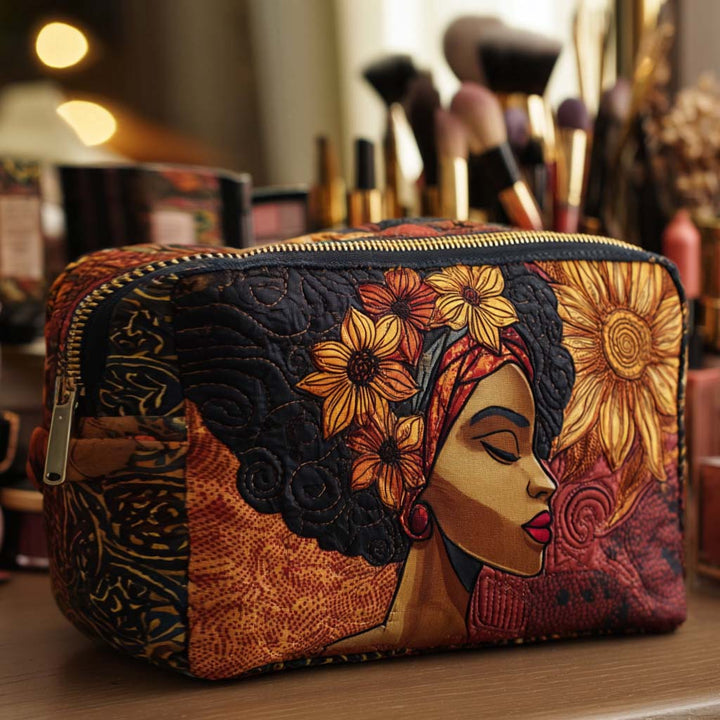 Trousse de maquillage matelassée avec couronne dorée NCU0NT10376