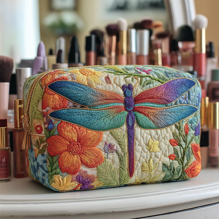 Trousse de maquillage matelassée avec libellule dorée NCU0DK10229