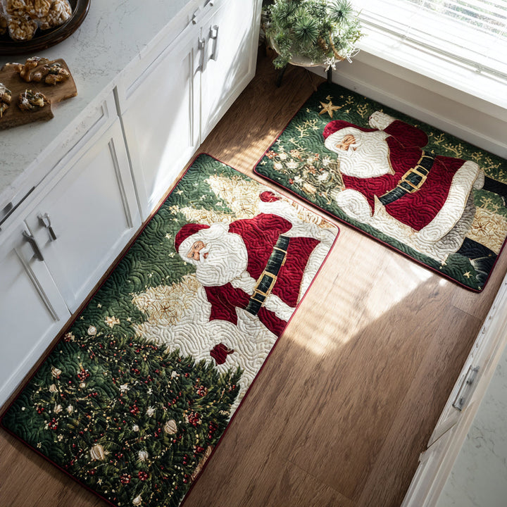 Tapis de cuisine antidérapant – Père Noël doré de Noël NCU0DV8494