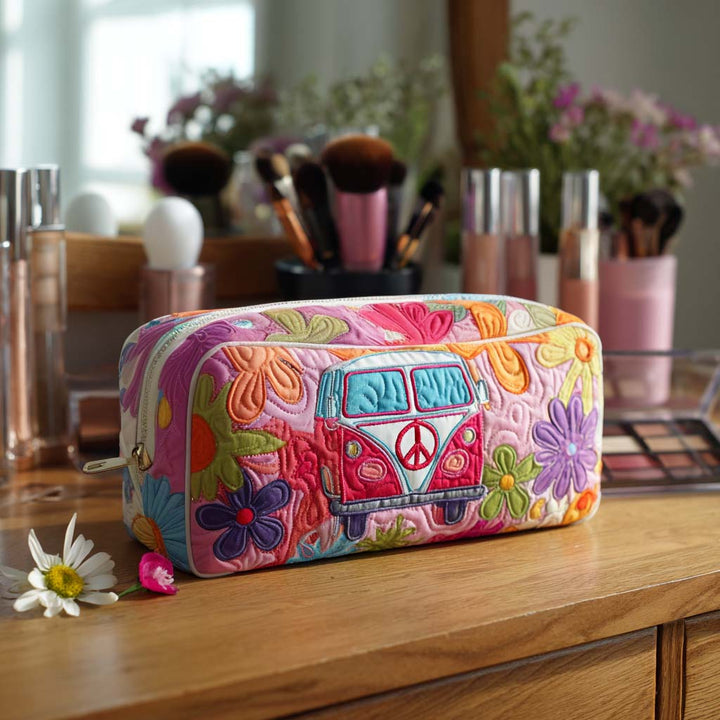 Trousse de maquillage matelassée avec motif floral rétro NCU0PT9430