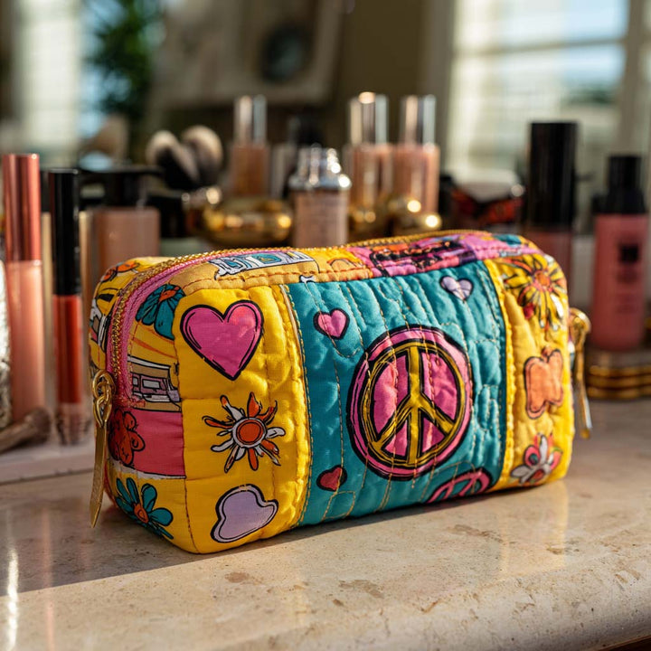 Trousse de maquillage matelassée avec patchwork rétro NCU0XD875