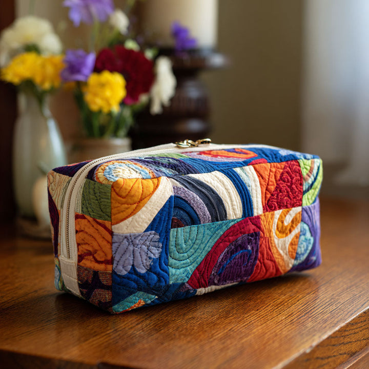 Trousse de maquillage matelassée avec motifs rétro en vagues NCU0PT9289