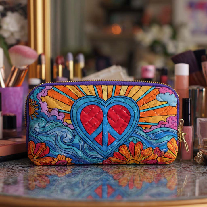 Trousse de maquillage matelassée avec symbole de paix NCU0XD878
