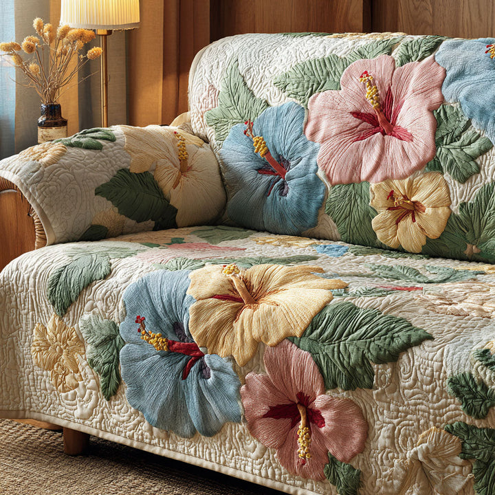 Housse de canapé matelassée – Housse de canapé avec hibiscus NCU0TV534