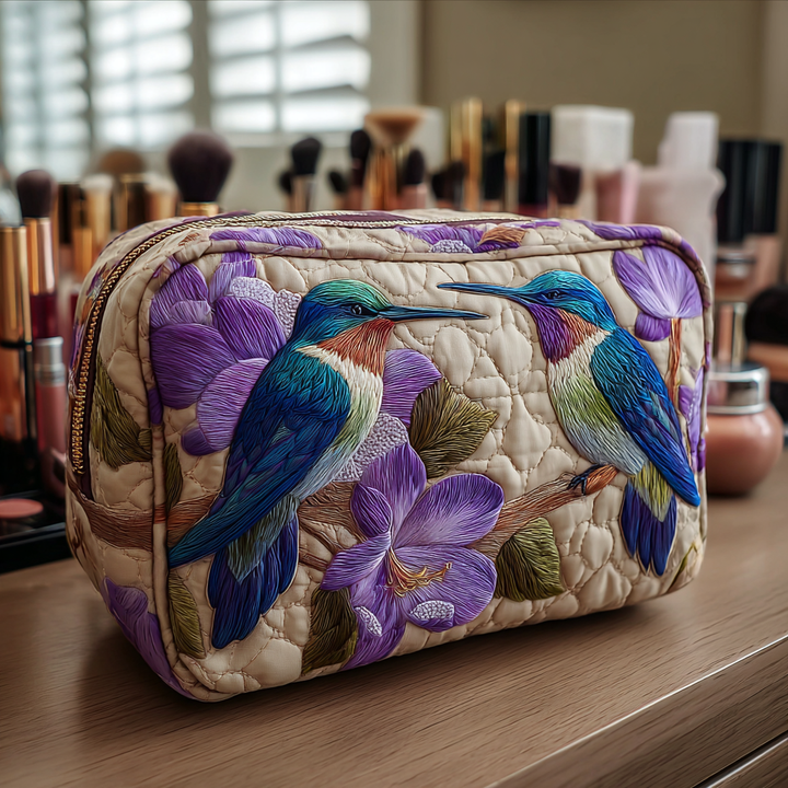 Trousse de maquillage matelassée avec délicat colibri NCU0DK10217