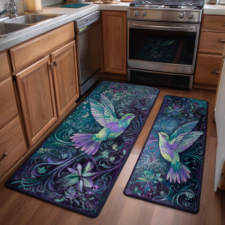 Tapis de cuisine antidérapant – Colibri et fleurs de jardin NCU0DK10912