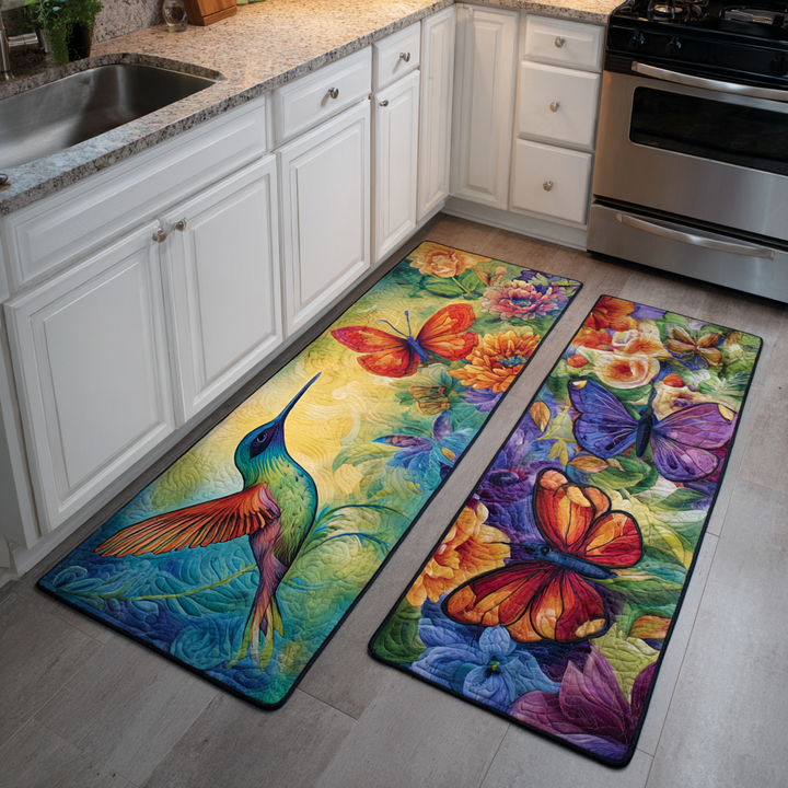Tapis de cuisine antidérapant – Colibri et fleurs de jardin NCU0DK11063