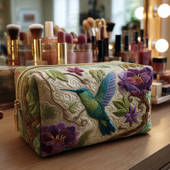 Trousse de maquillage matelassée avec colibri lumineux NCU0DK10214