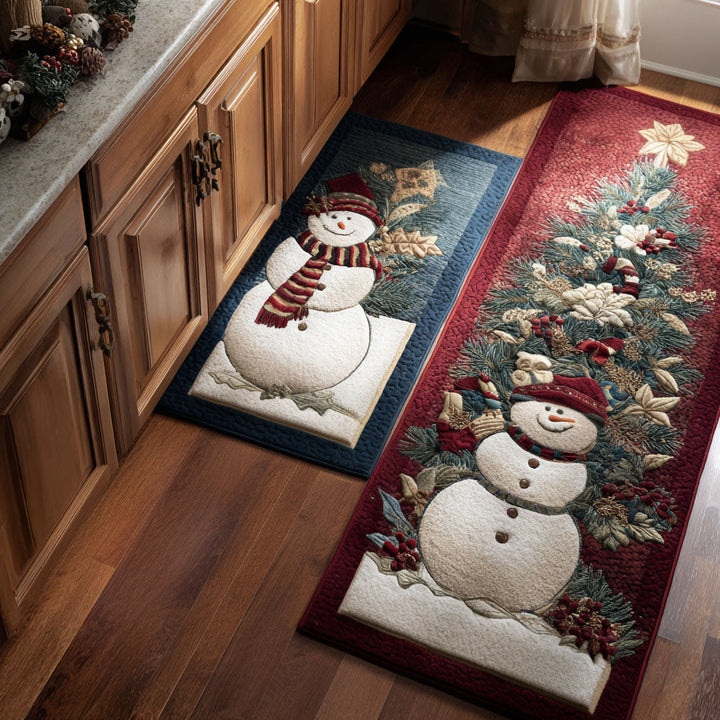Tapis de cuisine antidérapant – Tapis de cuisine de Noël avec givre festif NCU0PT10153