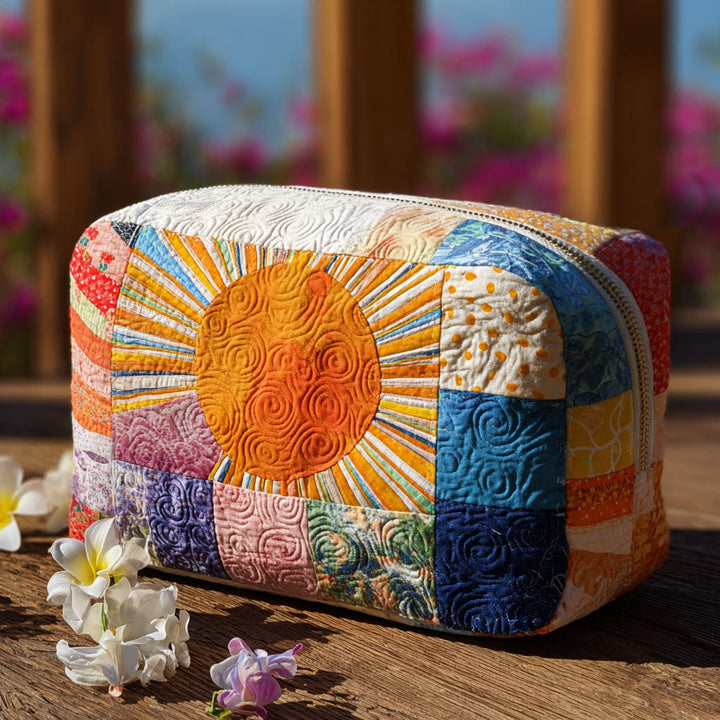 Trousse de maquillage matelassée avec motif de soleil délicat NCU0PT9291