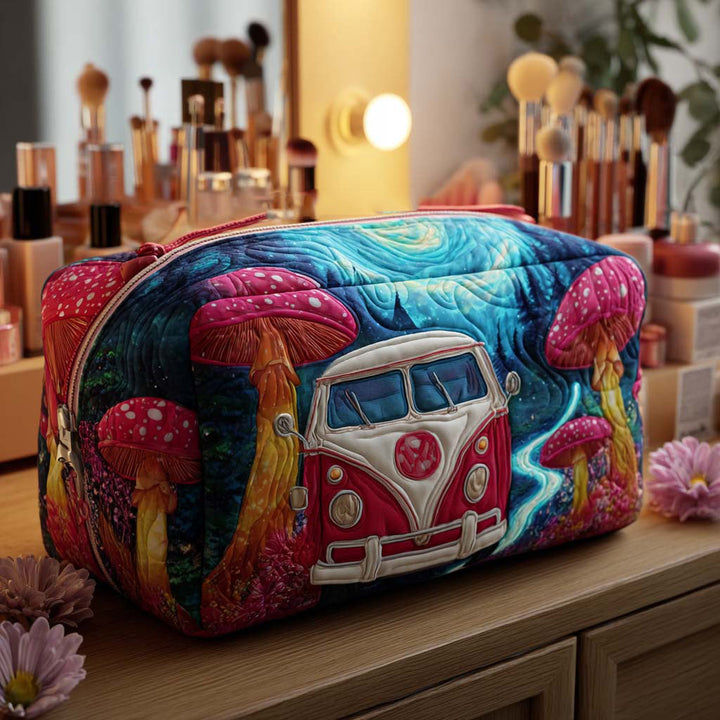 Trousse de maquillage matelassée avec minibus et champignons colorés NCU0PT9431