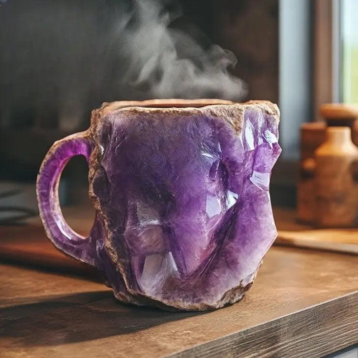 Tasses à café avec des cristaux minéraux intégrés