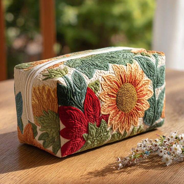 Trousse de maquillage matelassée avec fleur du matin NCU0PT9257