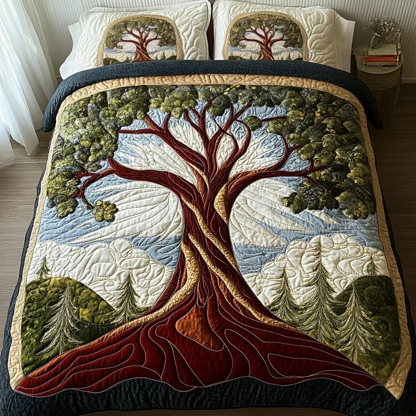 Ensemble de literie matelassé 3 pièces – Arbre de Vie