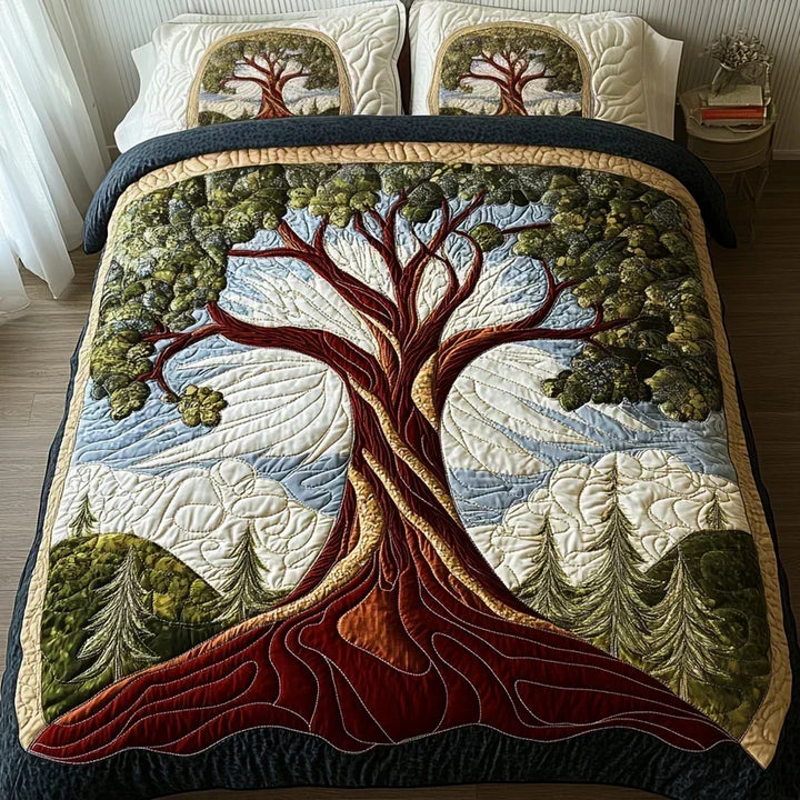 Ensemble de literie matelassé 3 pièces – Arbre de Vie