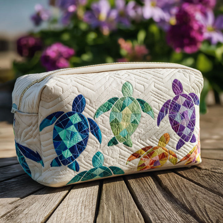 Trousse de maquillage matelassée avec motifs de vagues marines NCU0PT9266