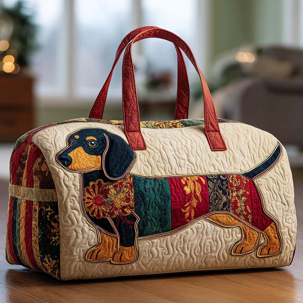 Sac de voyage matelassé – Chien en patchwork