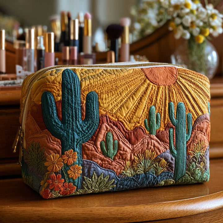 Trousse de maquillage matelassée avec délicat cactus NCU0PT9627