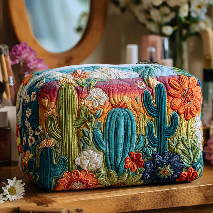 Trousse de maquillage matelassée avec un cactus joyeux NCU0PT9629