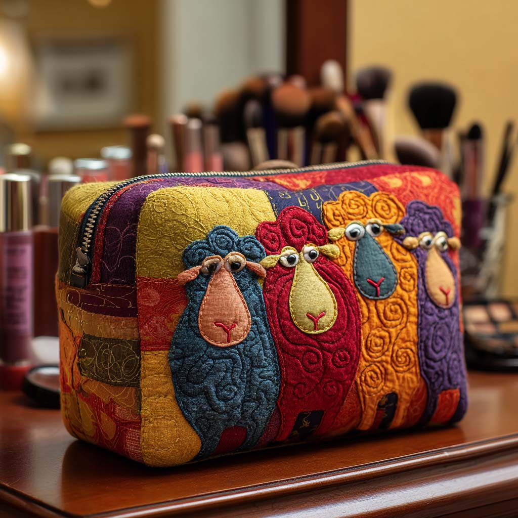 Trousse de maquillage matelassée avec des moutons NCU0VT287