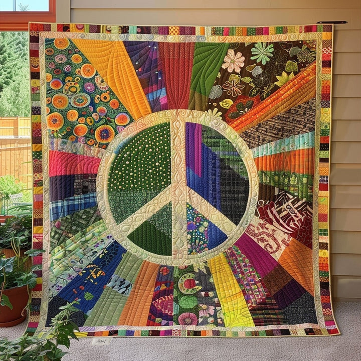 Couverture matelassée – Rétro avec symbole de paix NCU0PT072