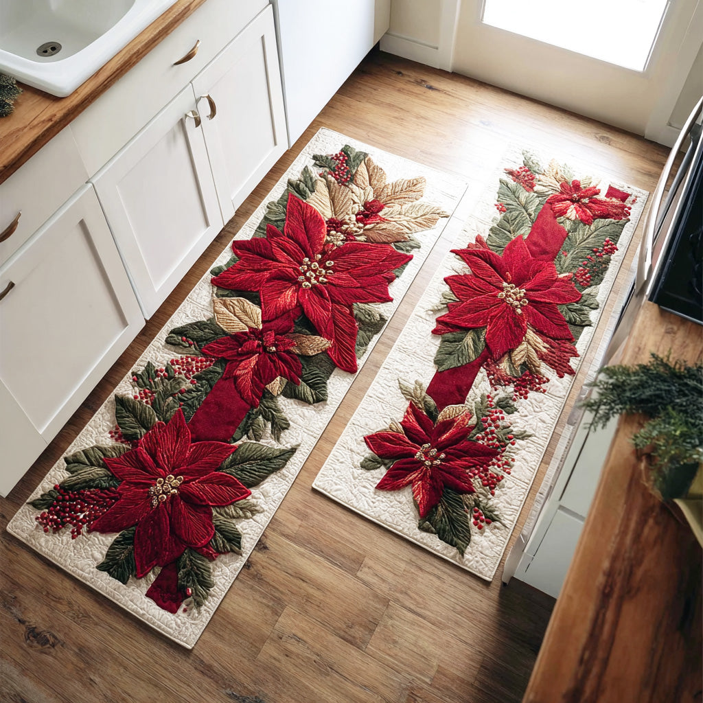 Tapis de cuisine antidérapant – Étoile de Noël écarlate NCU0TD1725