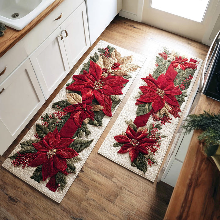 Tapis de cuisine antidérapant – Étoile de Noël écarlate NCU0TD1725