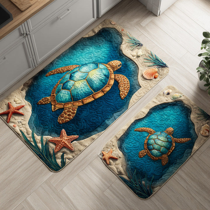Tapis de cuisine antidérapant – Tapis de cuisine fleurs et mer NCU0TD1439