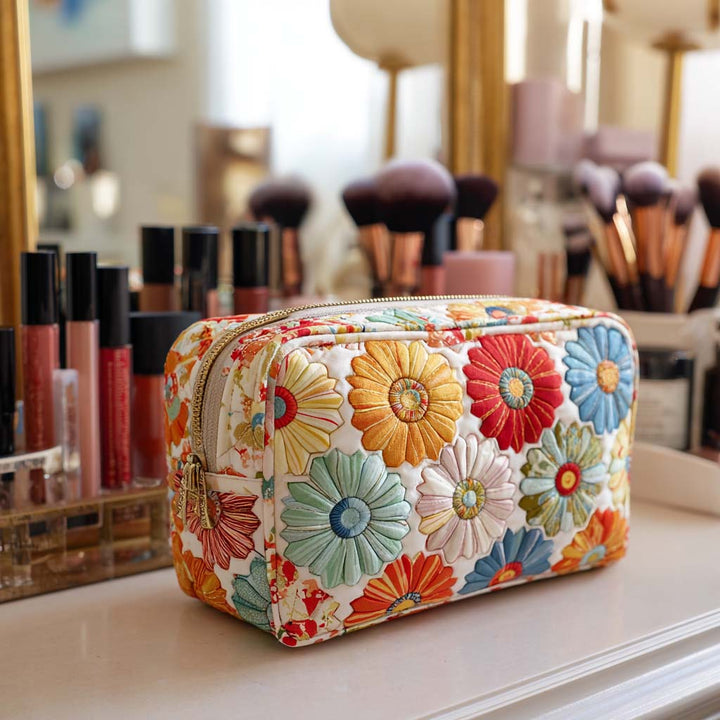 Trousse de maquillage matelassée avec pétales brillants NCU0NT10236