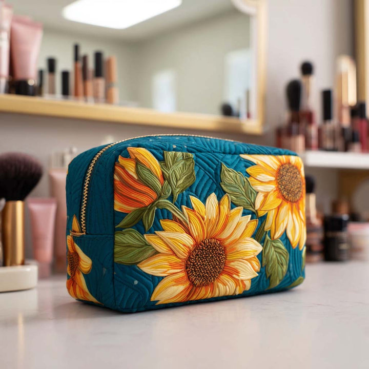 Trousse de maquillage matelassée avec une fleur joyeuse NCU0NT10237