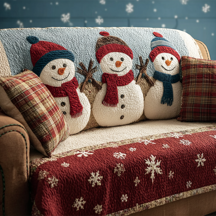 Housse de canapé matelassée – avec un bonhomme de neige souriant NCU0DK10795
