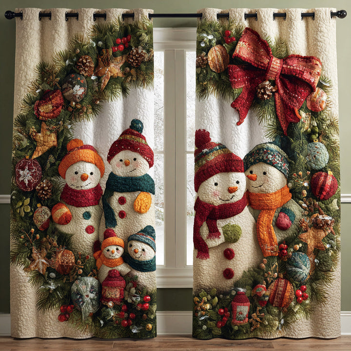 Rideaux matelassés – Rideaux d'hiver avec bonhomme de neige NCU0TD1482