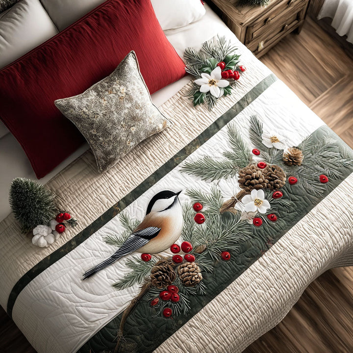 Couverture de lit matelassée – Snowy Pine Perch NCU0PT9098
