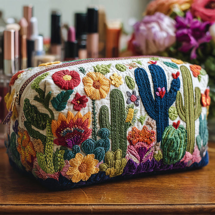 Trousse de maquillage matelassée avec des succulentes NCU0PT9630