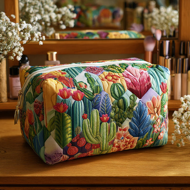 Trousse de maquillage matelassée avec des succulentes NCU0PT9631