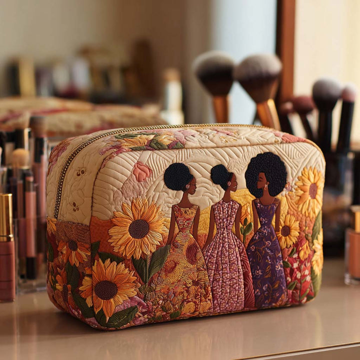 Trousse de maquillage matelassée avec des tournesols éclatants NCU0NT10382