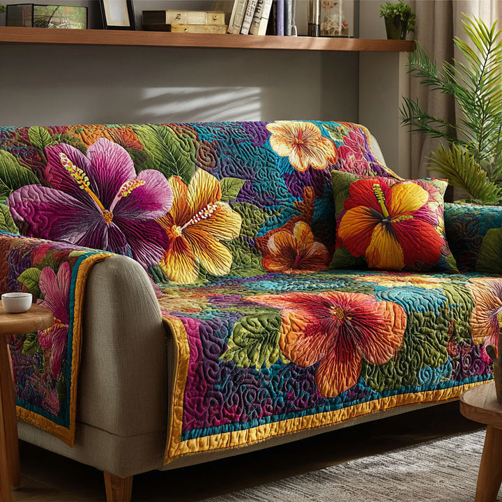 Housse de canapé matelassée – avec des fleurs tropicales NCU0TV533