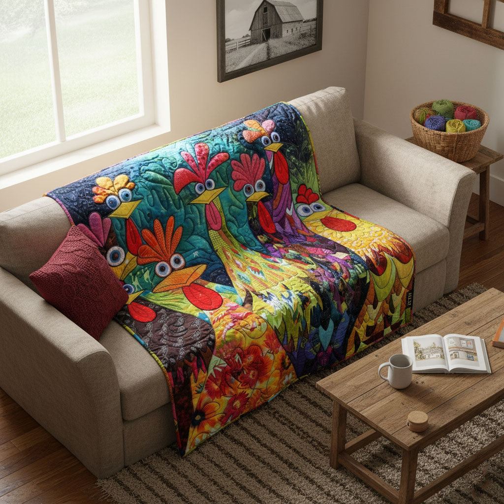 Couverture matelassée – avec des poules fantaisie NCU0PT040