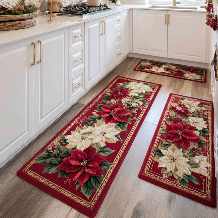 Tapis de cuisine antidérapant – Tapis de cuisine d'hiver avec de délicates fleurs NCU0DK11530